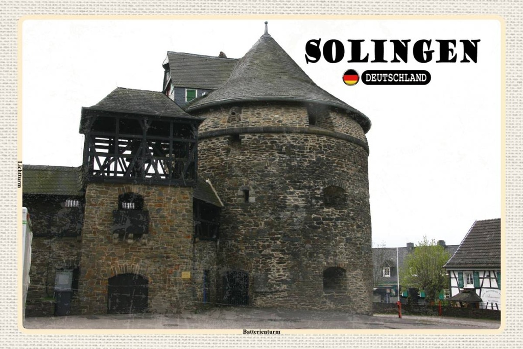 Holzschild 12x18 cm Sollingen Batterienturm Bildmotiv Reisemotiv Abenteuer Reisen