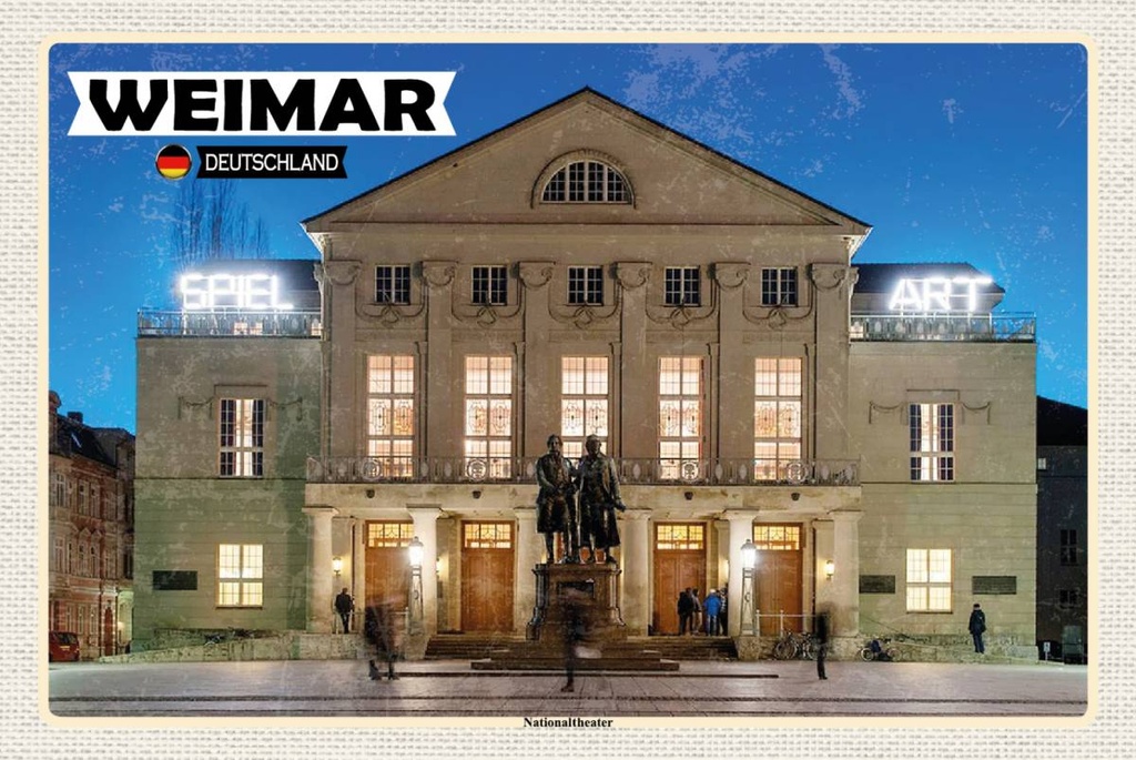 Holzschild 12x18 cm Weimar Nationaltheater Mittelalter Bildmotiv Reisemotiv Abenteuer Reisen