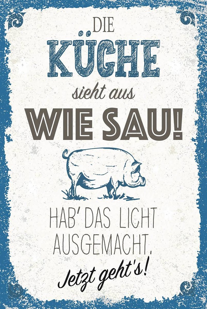 Holzschild 18x12 cm Die Küche sieht aus wie Sau!