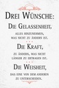 Holzschild 18x12 cm Drei Wünsche Gelassenheit Weisheit