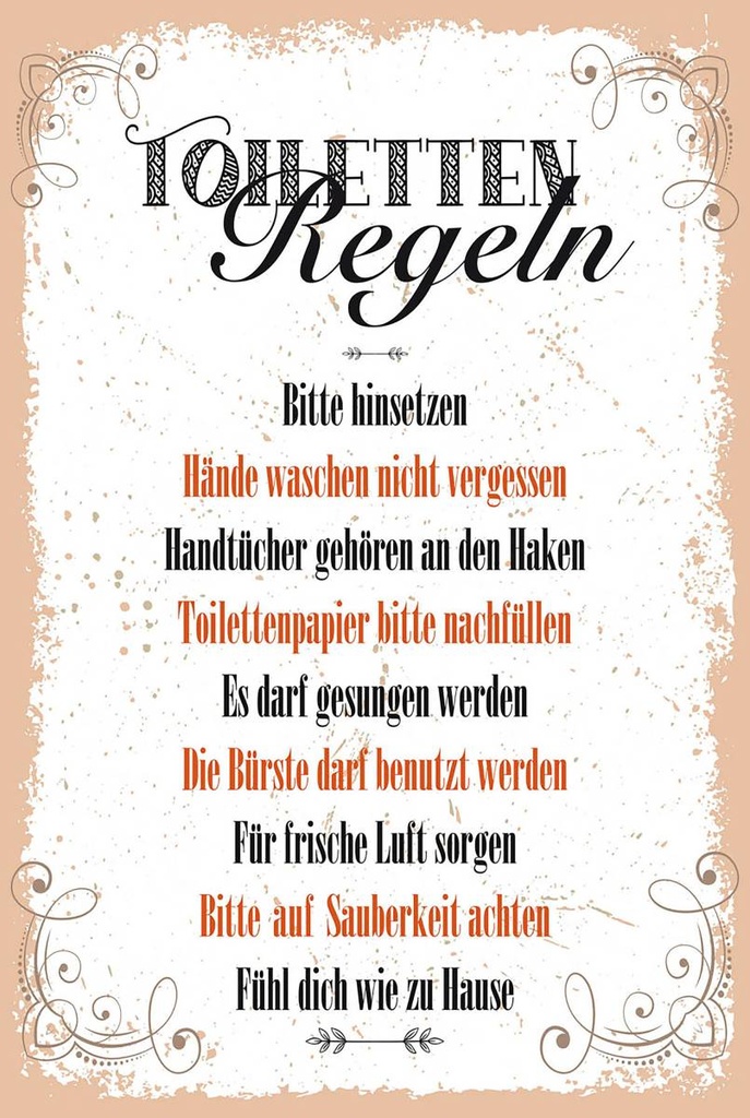 Holzschild 18x12 cm lustig Toiletten Regeln