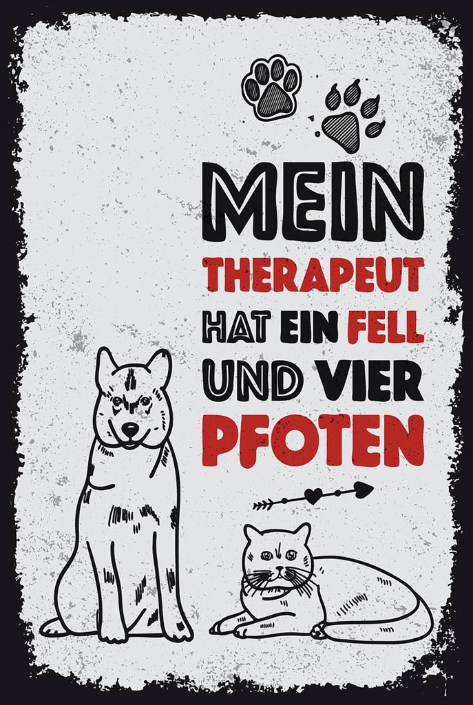 Holzschild 18x12 cm Tiere Mein Therapeut 4 Pfoten