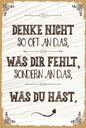 Holzschild 18x12 cm denke nicht was fehlt sondern