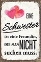 Holzschild 18x12 cm Schwester ist eine Freundin Herz