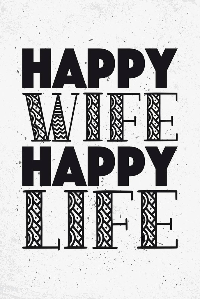 Holzschild 18x12 cm Frau Happy wife happy Life