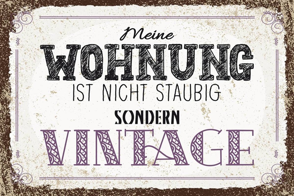 Holzschild 12x18 cm Wohnung nicht staubig Vintage