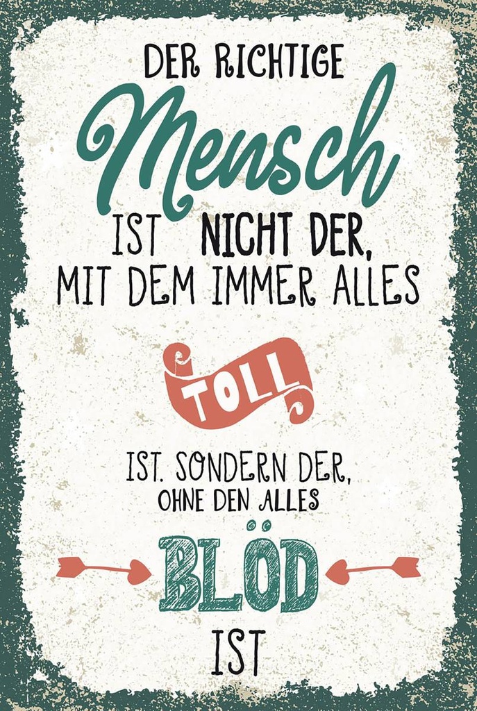 Holzschild 18x12 cm der richtige Mensch ohne alles blöd