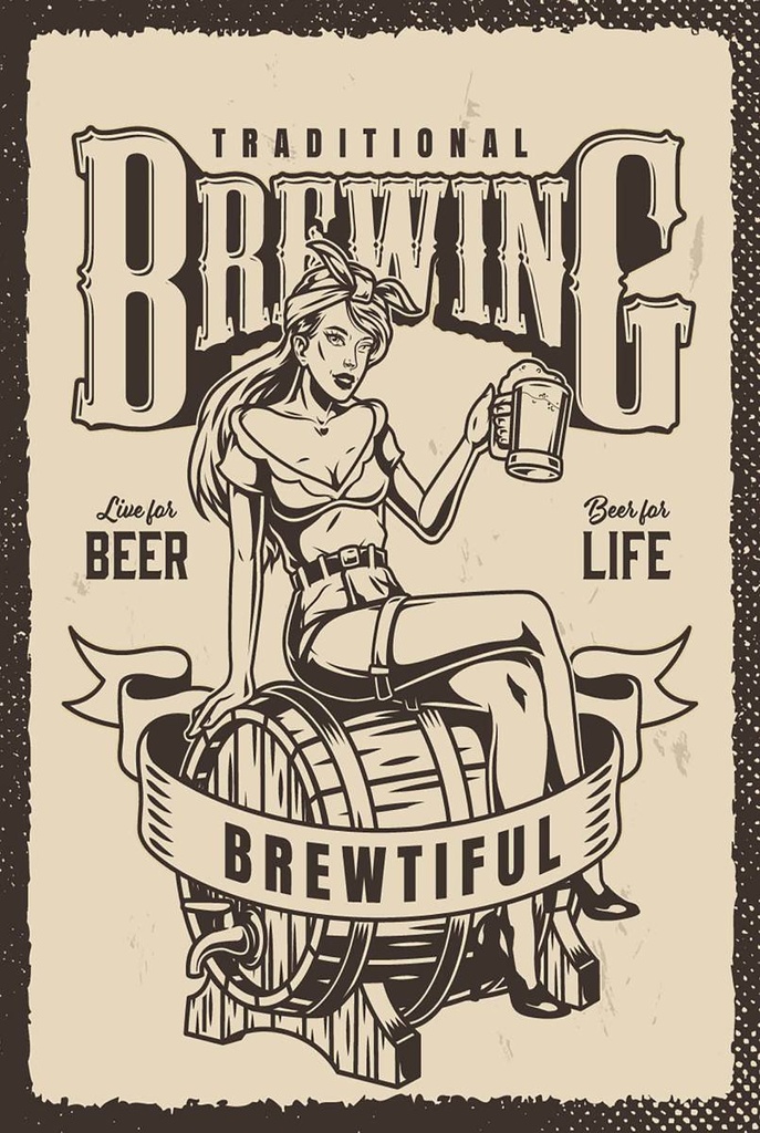 Holzschild 18x12 cm Traditional Brewing live for Beer