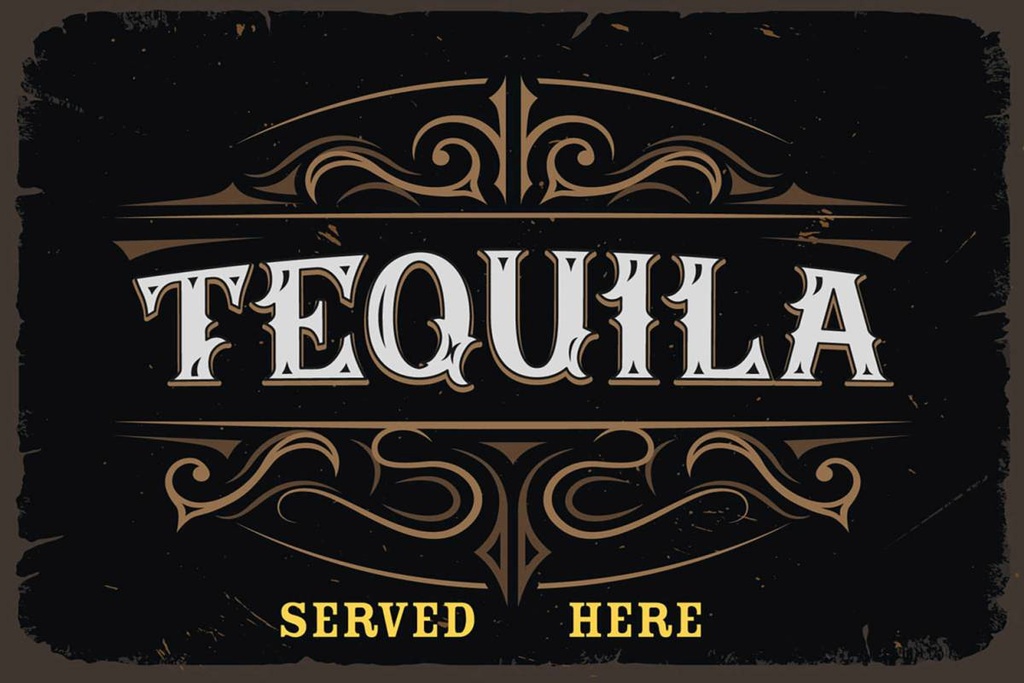 Holzschild 12x18 cm Alkohol Tequila served here