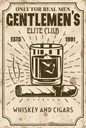 Holzschild 18x12 cm Whiskey Cigars elite club real men