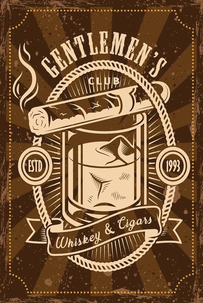 Holzschild 18x12 cm Gentlemen`s Club Whiskey & Cigars