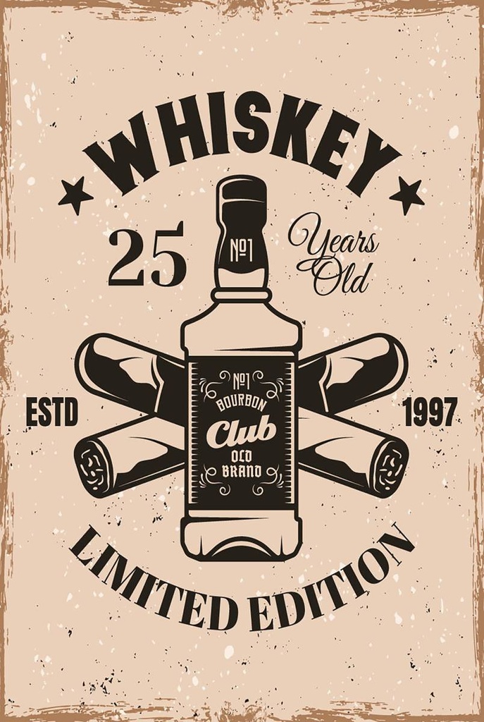 Holzschild 18x12 cm Whiskey 25 years Limited Edition