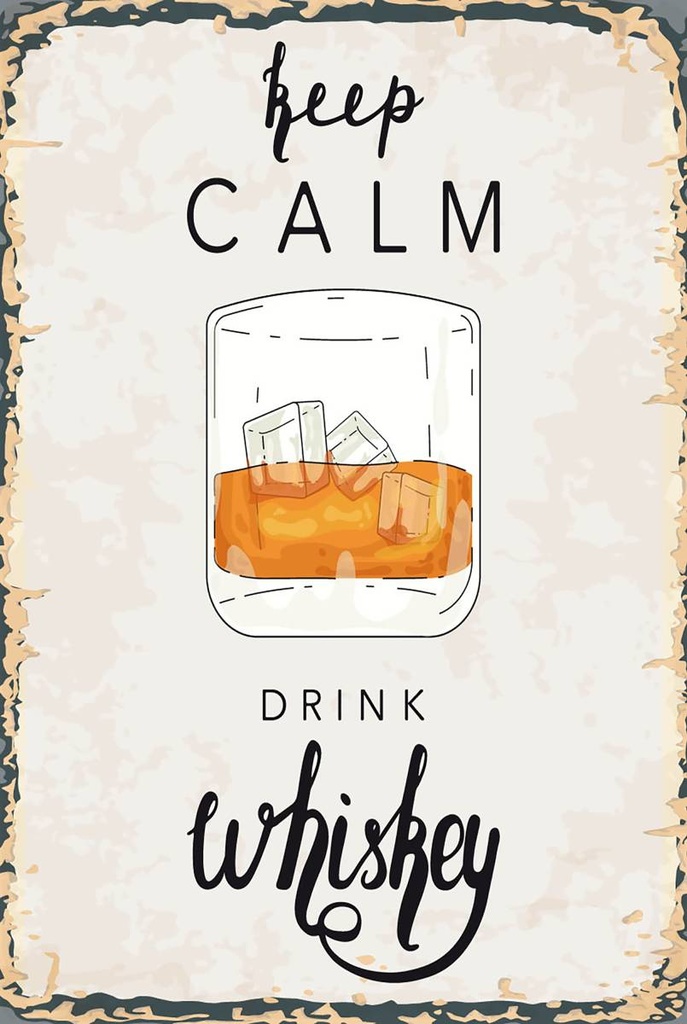 Holzschild 18x12 cm Alkohol Keep Calm Drink Whisky