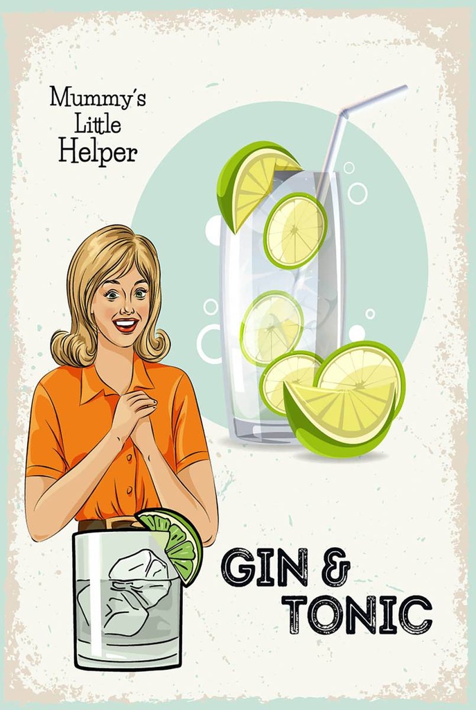 Holzschild 18x12 cm Mummy´s little Helper Gin & Tonic