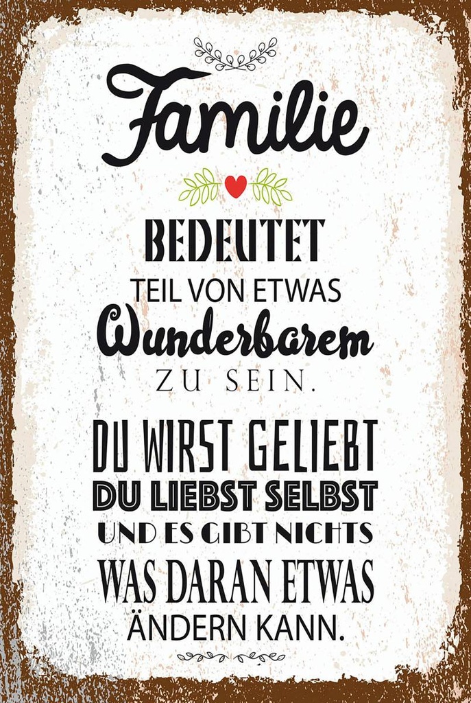 Holzschild 18x12 cm Familie Teil von etwas wunderbarem