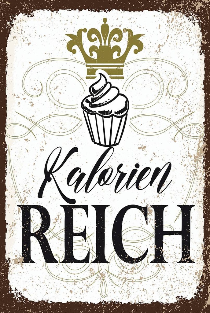 Holzschild 18x12 cm Cupcake Kalorien reich
