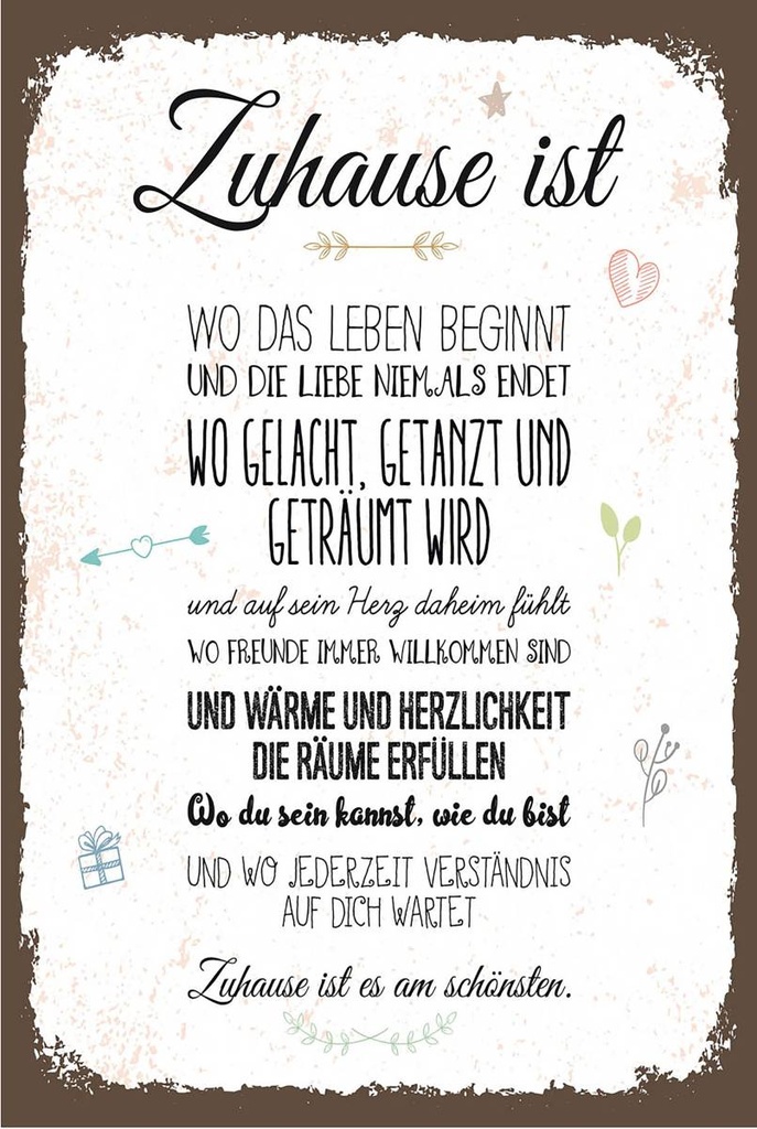 Holzschild 18x12 cm Zuhause ist wo das Leben beginnt