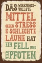 Holzschild 18x12 cm Tiere Mittel gegen Stress 4 Pfoten