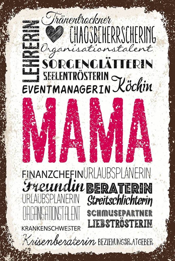 Holzschild 18x12 cm Mama Lehrerin Freundin Köchin