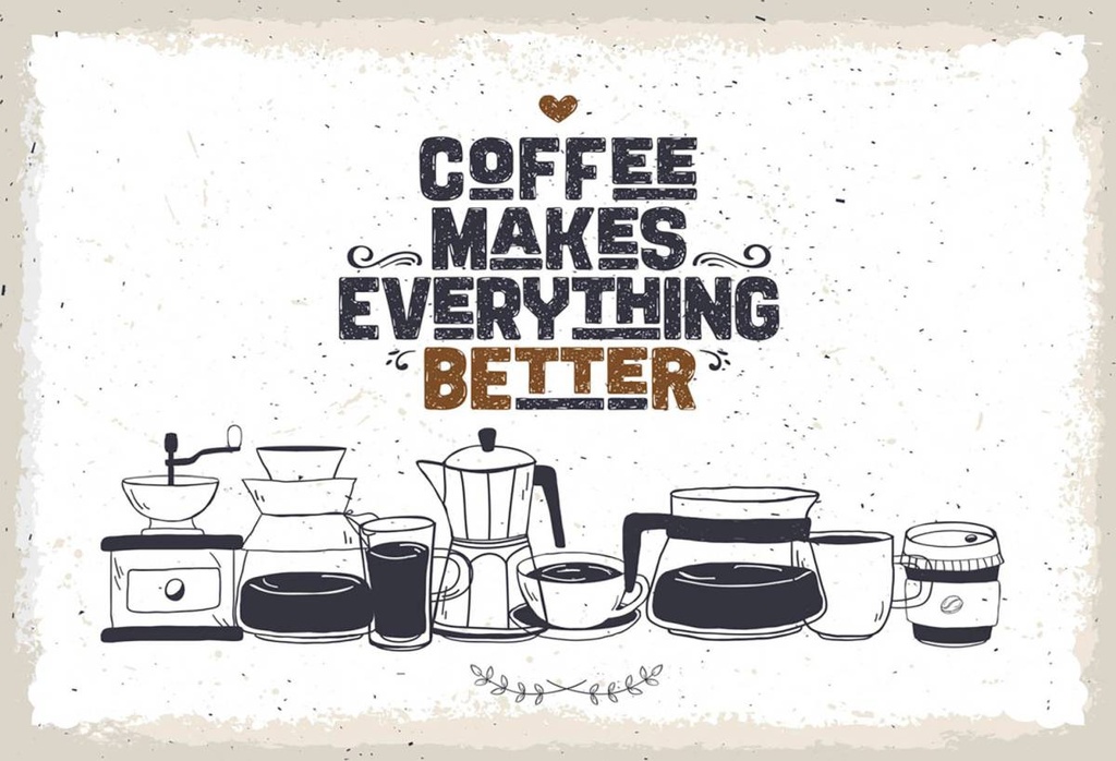 Holzschild 12x18 cm Kaffee Coffee everything better
