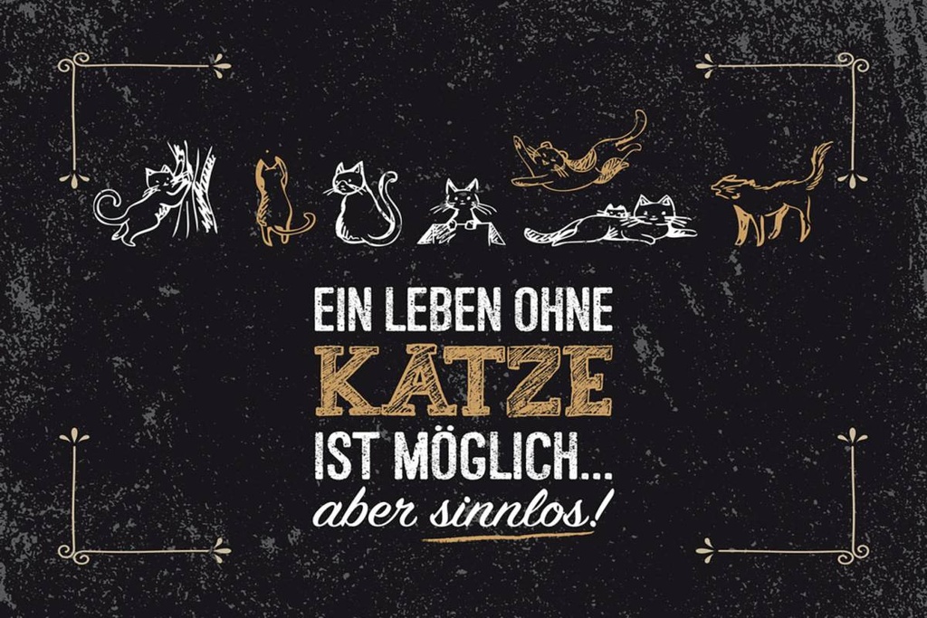 Holzschild 12x18 cm Katze Ein Leben ohne Katze möglich