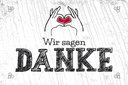 Holzschild 12x18 cm wir sagen danke Herz