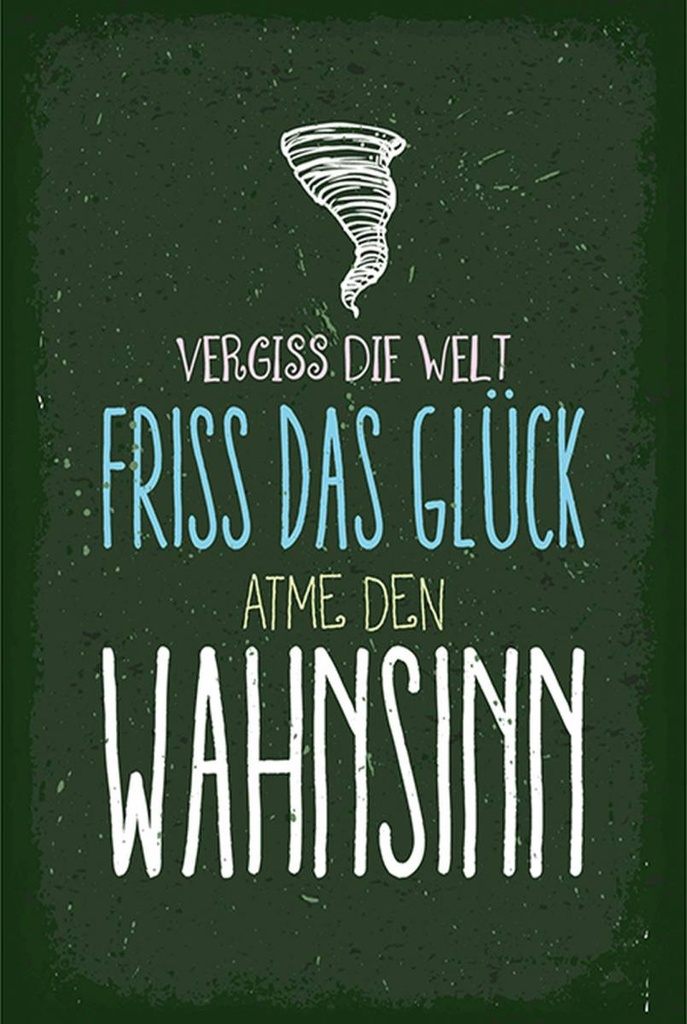 Holzschild 18x12 cm Glück vergiss Welt atme Wahnsinn