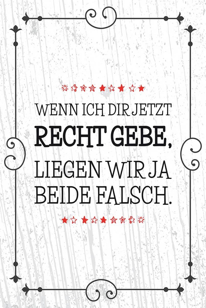 Holzschild 18x12 cm Wenn dir Recht gebe beide falsch