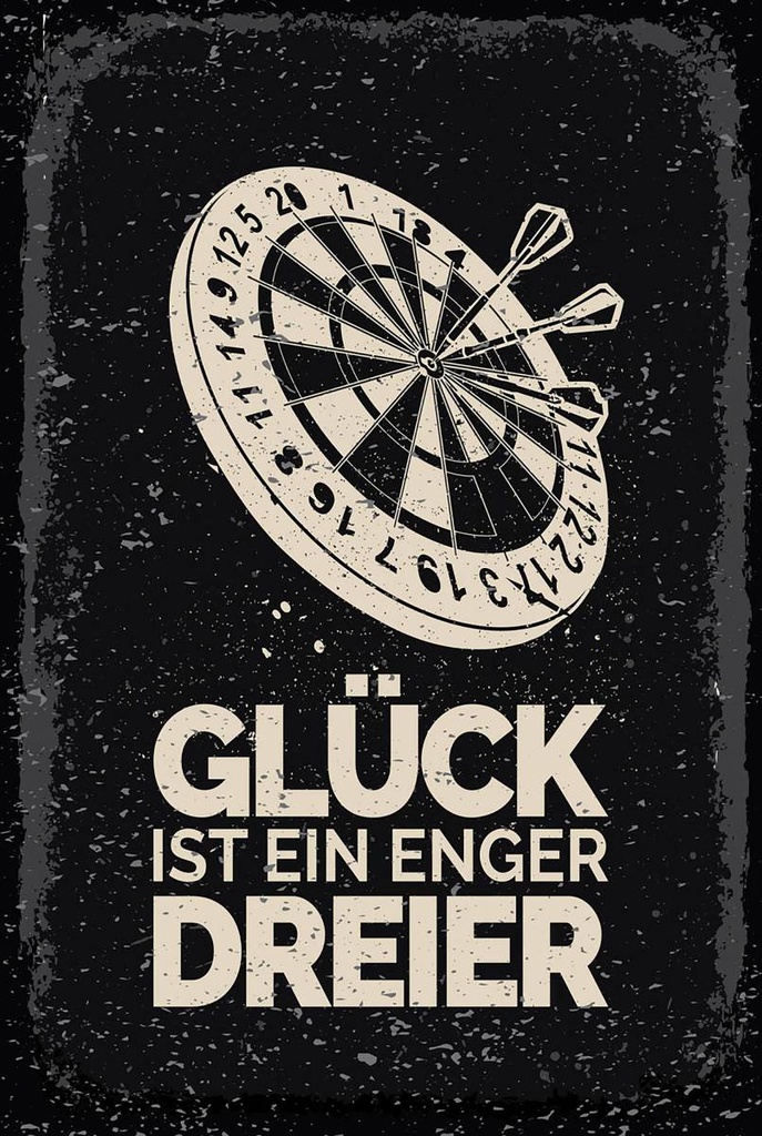 Holzschild 18x12 cm Dart Glück ist ein enger Dreier