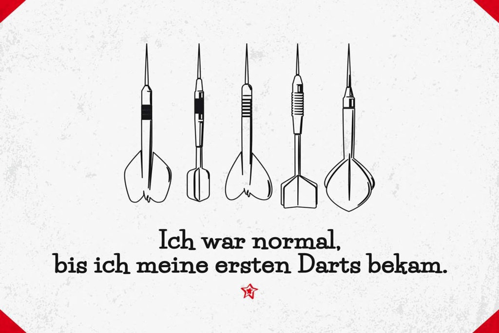 Holzschild 12x18 cm Dart Ich war normal bis ich Darts