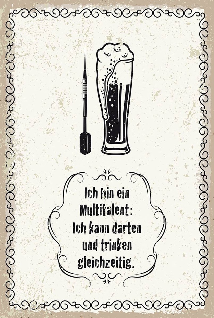 Holzschild 18x12 cm Multitalent kann trinken darten