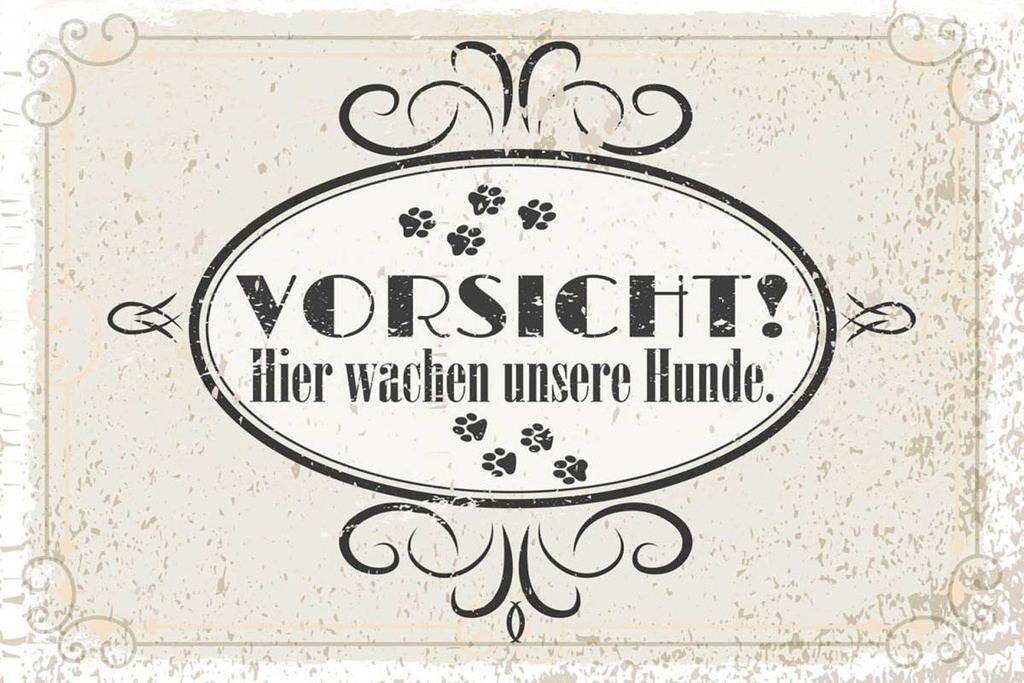 Holzschild 12x18 cm Vorsicht Hier wachen unsere Hunde