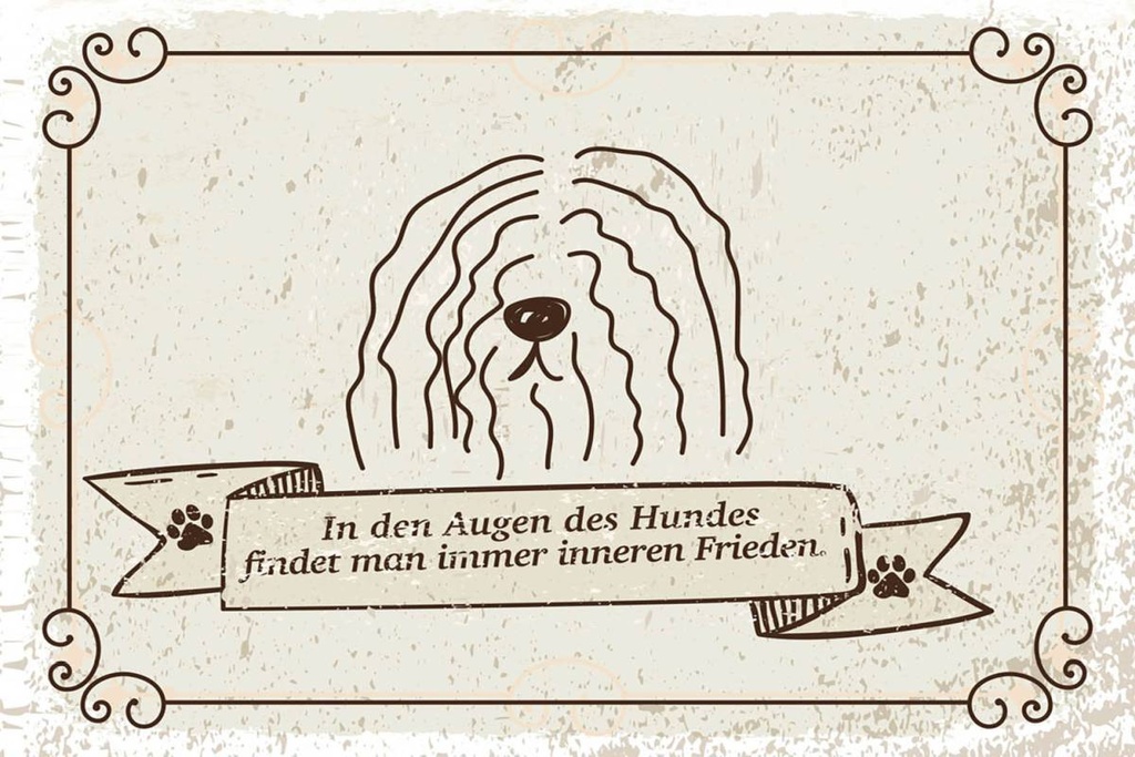 Holzschild 12x18 cm In den Augen des Hundes Frieden