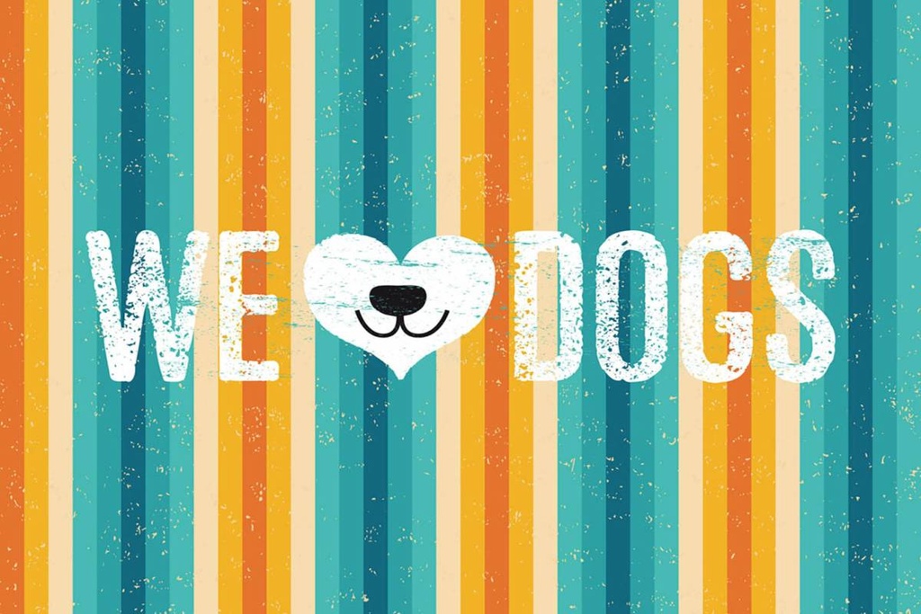 Holzschild 12x18 cm Hund Wel love Dogs