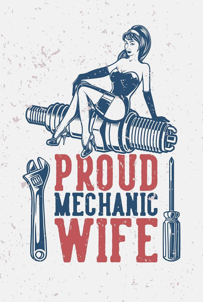 Holzschild 18x12 cm Pinup Proud mechanic wife