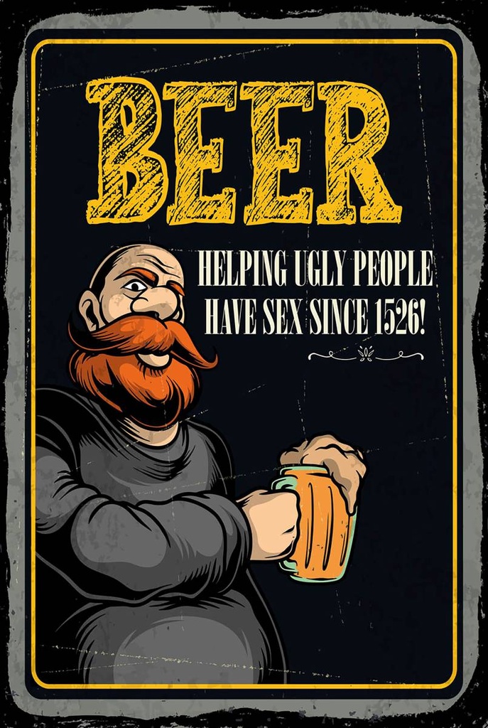 Holzschild 18x12 cm Beer Helping ugly people have Sex