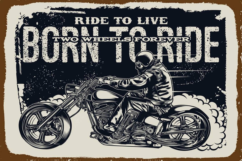 Holzschild 12x18 cm Ride to live Born to ride