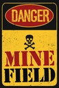 Holzschild 18x12 cm Achtung Danger Mine Field Minenfeld