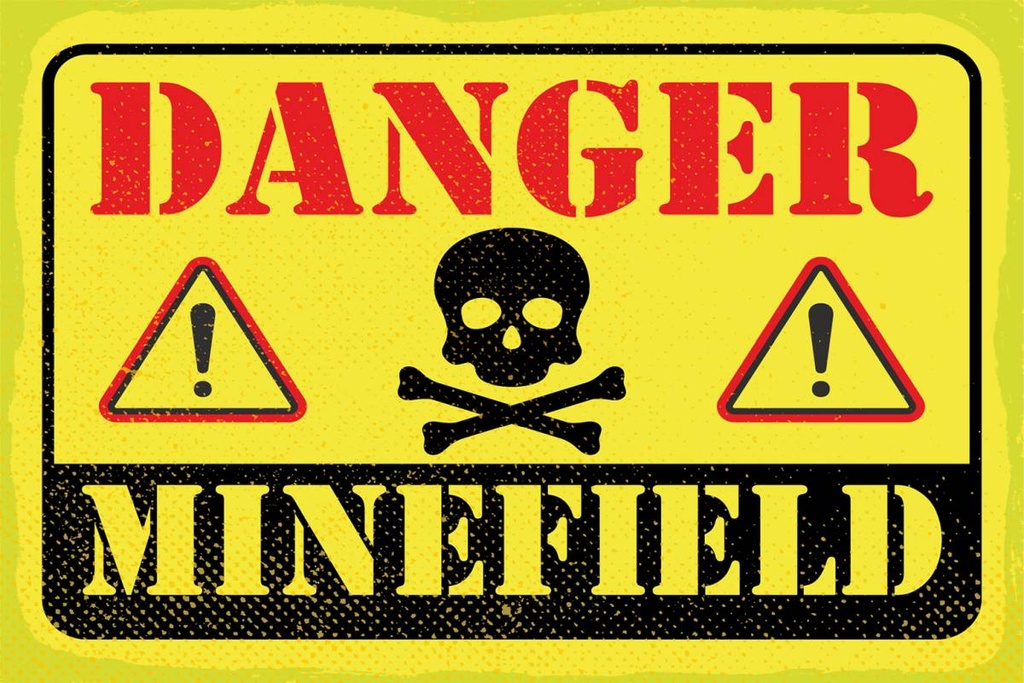 Holzschild 12x18 cm Achtung Danger Mine Field Minenfeld