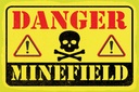 Holzschild 12x18 cm Achtung Danger Mine Field Minenfeld