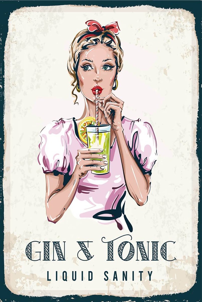 Holzschild 18x12 cm Alkohol Gin & Tonic Liquid Sanity