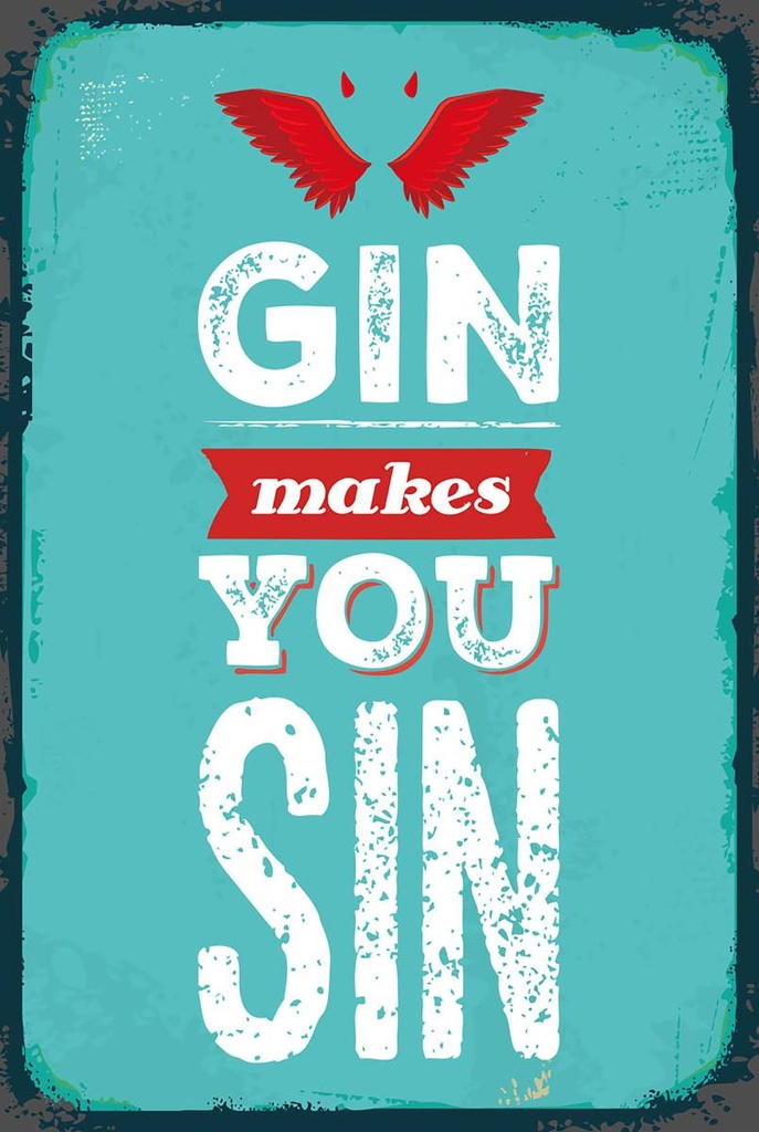 Holzschild 18x12 cm Gin makes you Sin Devil Hell