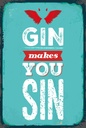 Holzschild 18x12 cm Gin makes you Sin Devil Hell