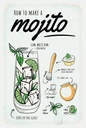 Holzschild 18x12 cm Mojito Cocktail Recipewhite rum