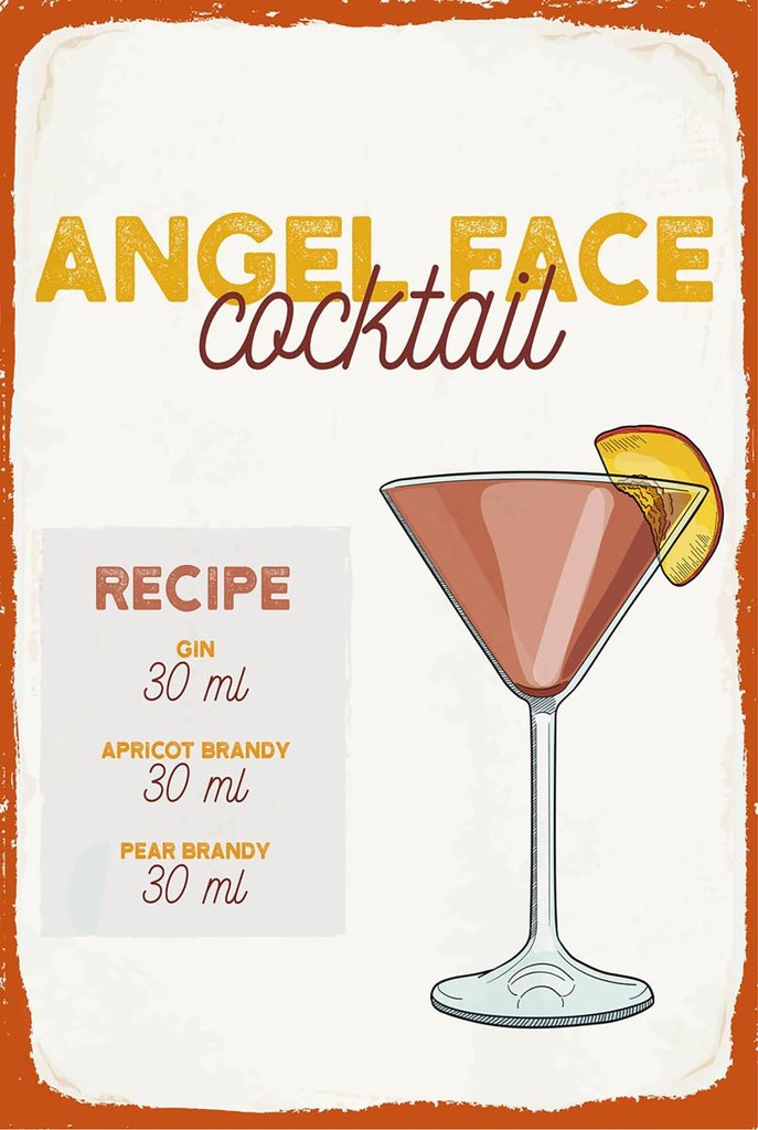 Holzschild 18x12 cm Angel Face Cocktail Recipe