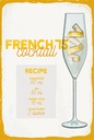Holzschild 18x12 cm French 75 Cocktail Recipe