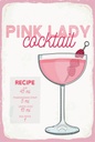 Holzschild 18x12 cm Pink Lady Cocktail Recipe