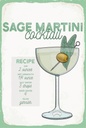 Holzschild 18x12 cm Sage Martini Cocktail Recipe
