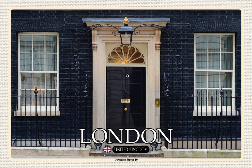 Holzschild 12x18 cm England UK Downing Street 10 Bildmotiv Reisemotiv Abenteuer Reisen