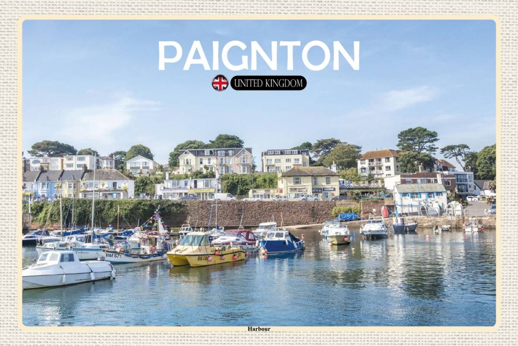 Holzschild 12x18 cm Paignton Harbour UK England Bildmotiv Reisemotiv Abenteuer Reisen